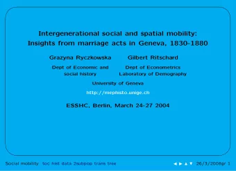 Intergenerational social and spatial mobility:  Insights from marriage acts in Geneva, 1830-1880