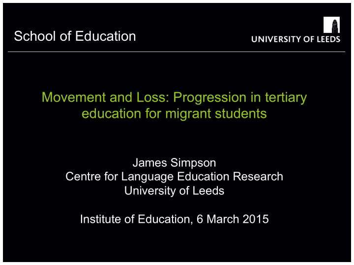 movement and loss progression in tertiary education for