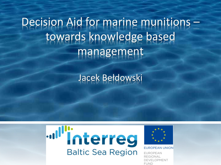 decision aid for marine munitions towards knowledge based