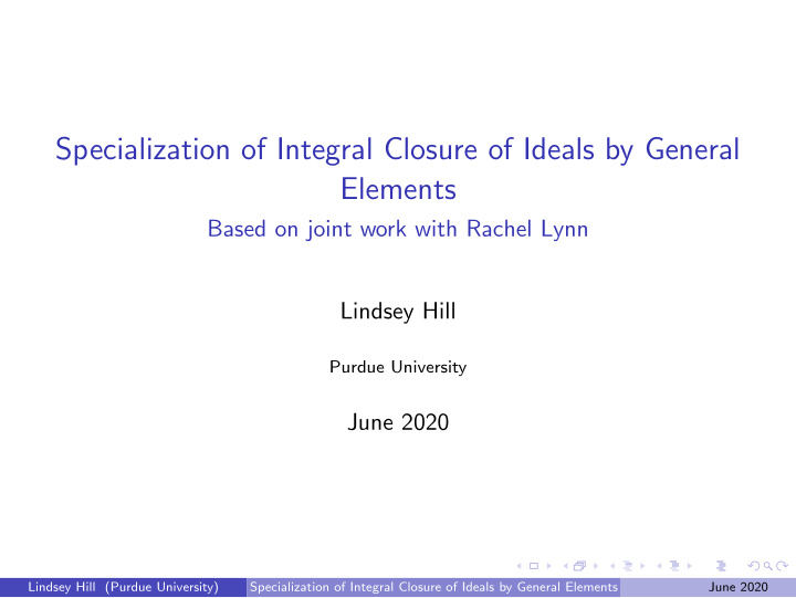 specialization of integral closure of ideals by general
