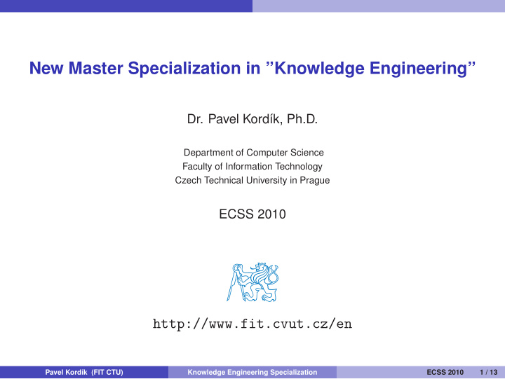 new master specialization in knowledge engineering
