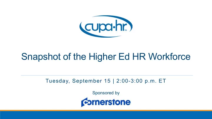 snapshot of the higher ed hr workforce