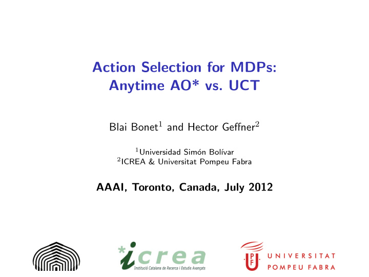 action selection for mdps anytime ao vs uct