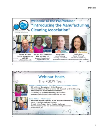 Introducing the Manufacturing  Cleaning Association  Darren Williams  Barbara &amp; Ed