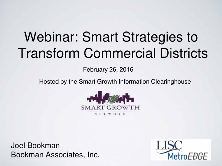 webinar smart strategies to transform commercial districts
