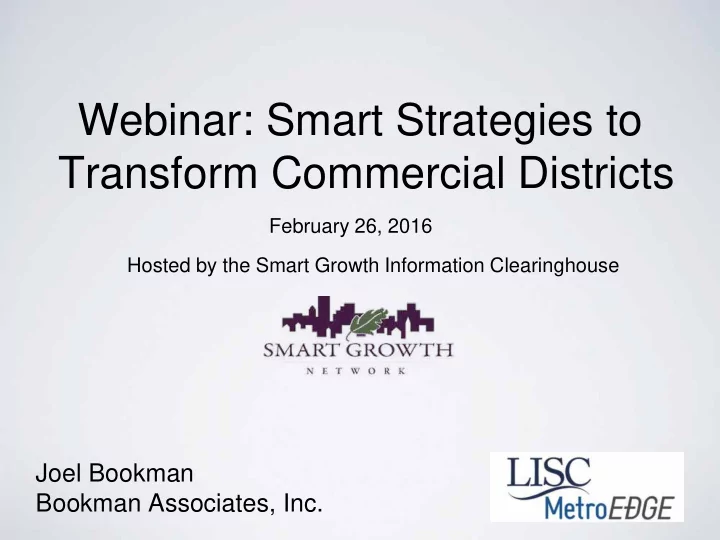 webinar smart strategies to transform commercial districts
