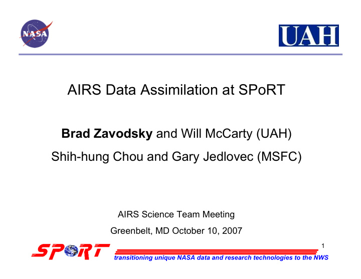 airs data assimilation at sport