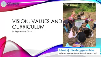 CURRICULUM  19 September 2019  A lo  love of lear  arnin  ing  g grows  s here  (A farmer  er went