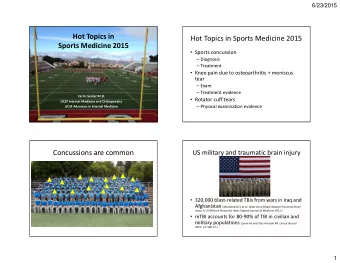 Hot Topics in  Hot Topics in Sports Medicine 2015  Sports Medicine 2015  Sports concussion