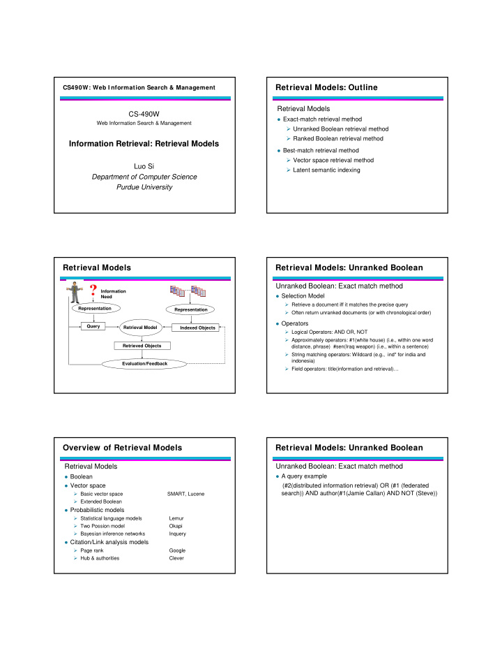 retrieval models outline