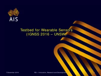 Testbed for Wearable Sensors  (IGNSS 2016  UNSW)  7 December 2016  PSI   I nnovation,