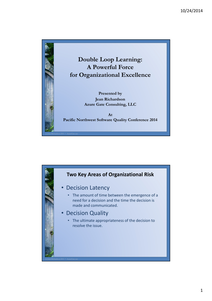 double loop learning a powerful force for organizational