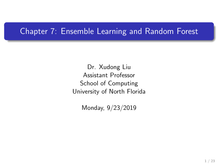 chapter 7 ensemble learning and random forest
