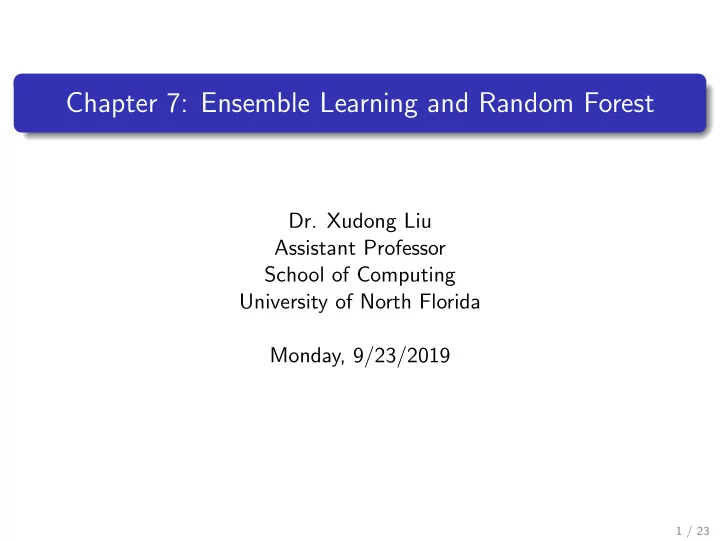 chapter 7 ensemble learning and random forest