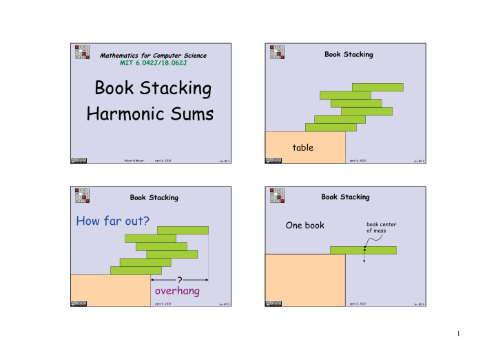 book stacking harmonic sums