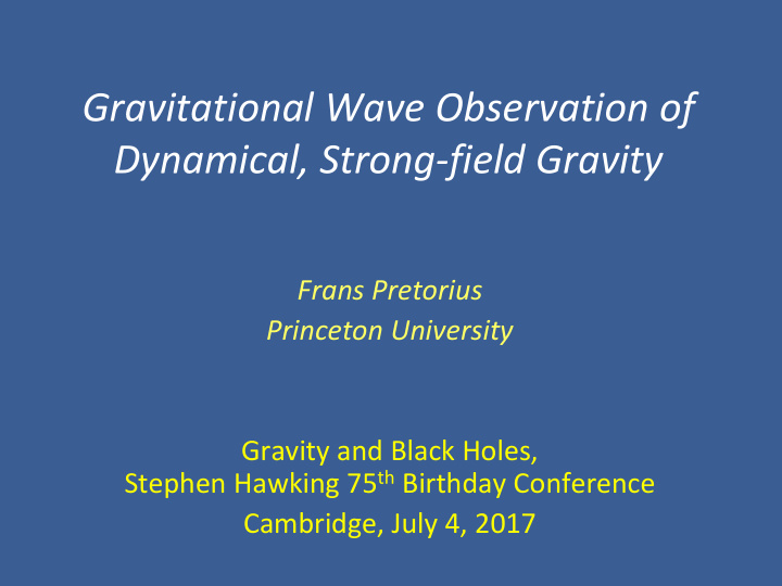 gravitational wave observation of