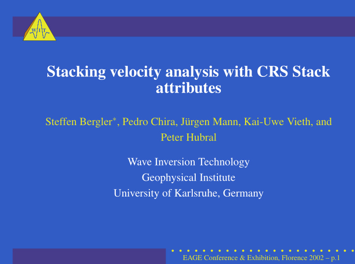 stacking velocity analysis with crs stack attributes