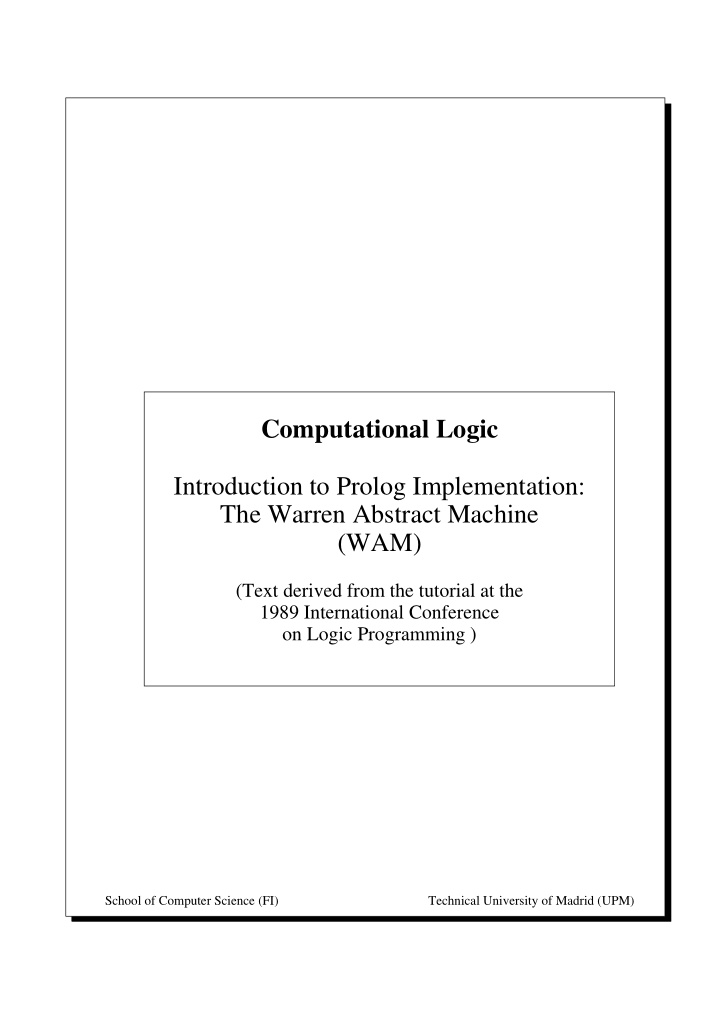 computational logic introduction to prolog implementation