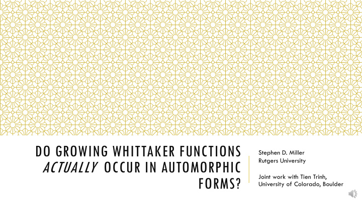 whittaker functions in modular forms