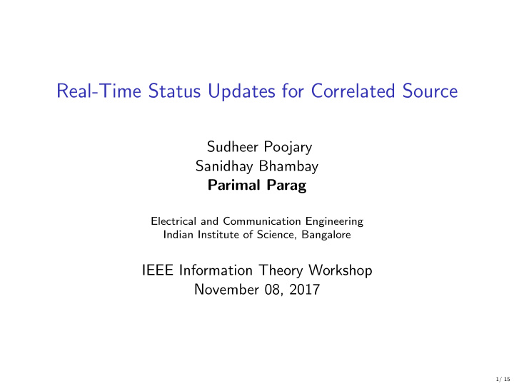 real time status updates for correlated source
