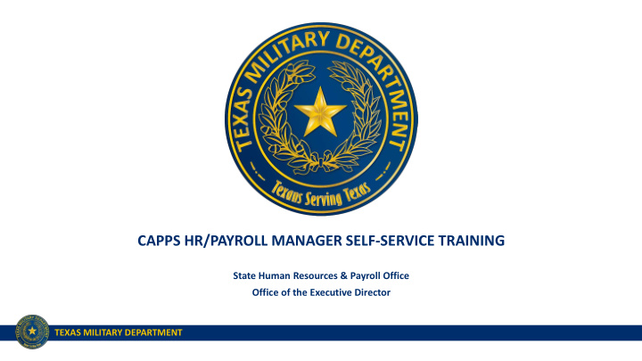 capps hr payroll manager self service training