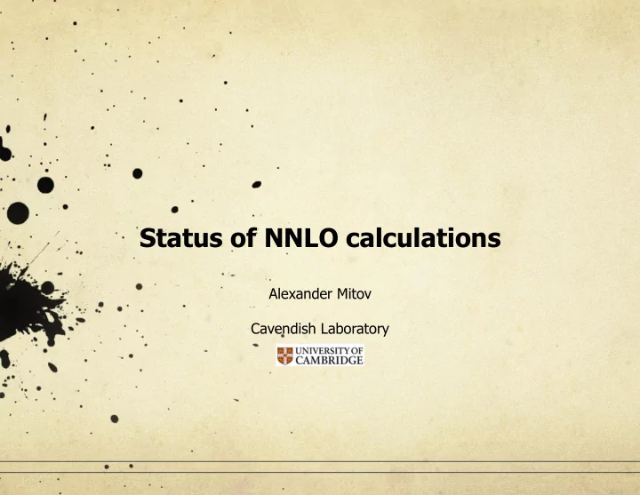 nlo vs nnlo nlo calculations are will be the workhorse of