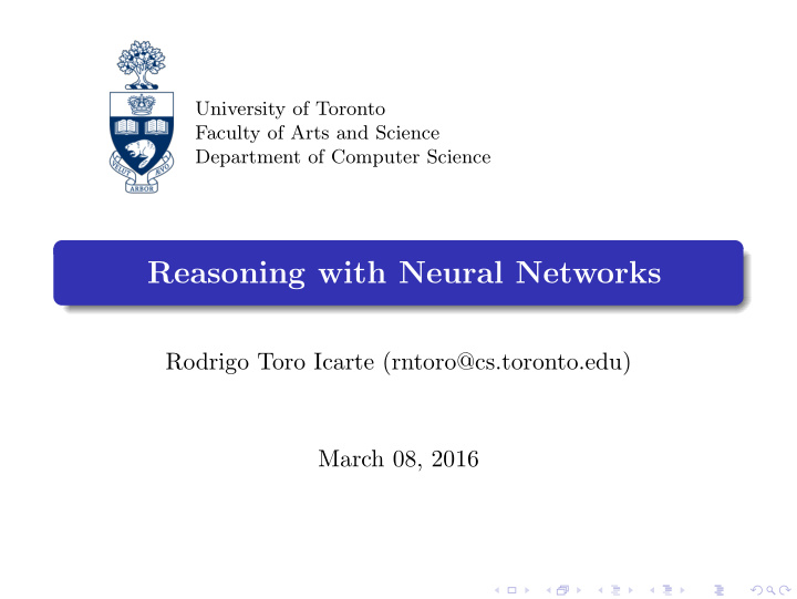 reasoning with neural networks