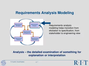 Requirements Analysis Modeling  Requirements analysis  modeling helps transition from  elicitation