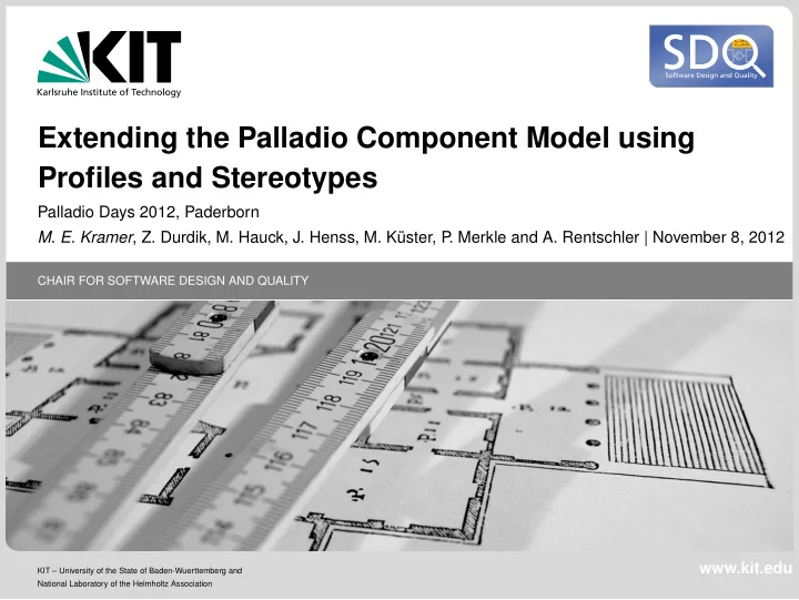 extending the palladio component model using profiles and