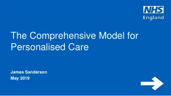 Personalised Care  James Sanderson  May 2019  www.england.nhs.uk  Comprehensive Model for