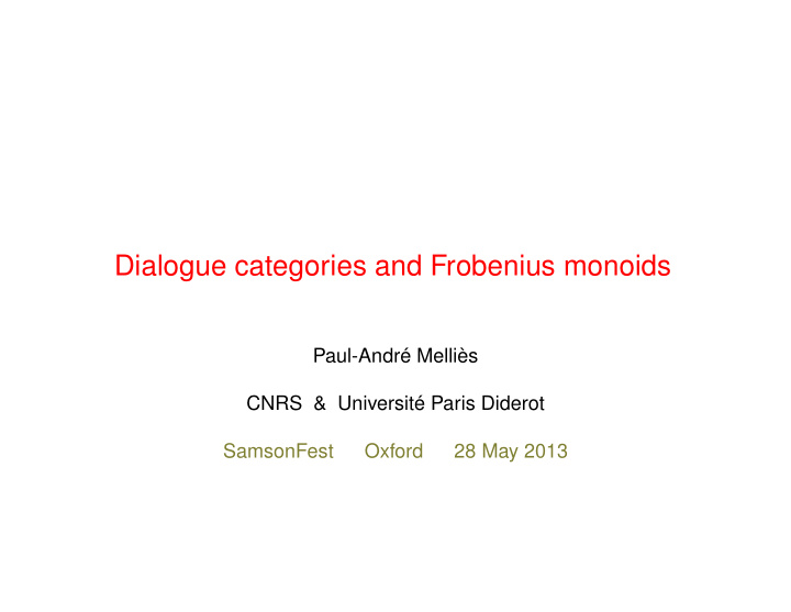 dialogue categories and frobenius monoids