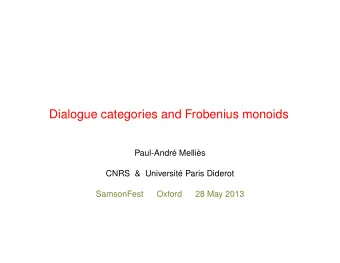 Dialogue categories and Frobenius monoids  Paul-Andr Mellis  CNRS &amp; Universit Paris