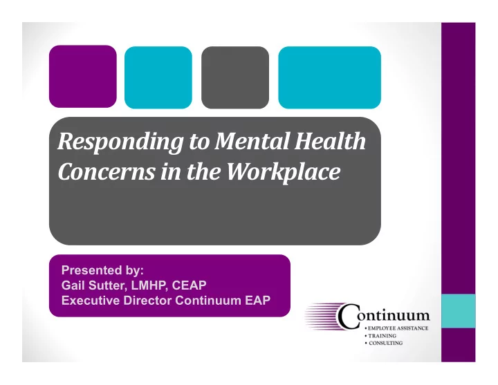 responding to mental health concerns in the workplace