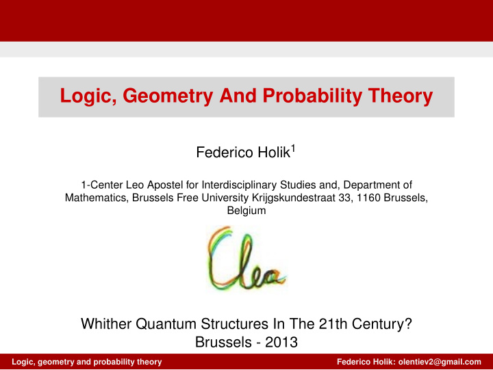 logic geometry and probability theory