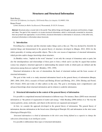 Structures and Structural Information  Mark Burgin University of California, Los Angeles , 520