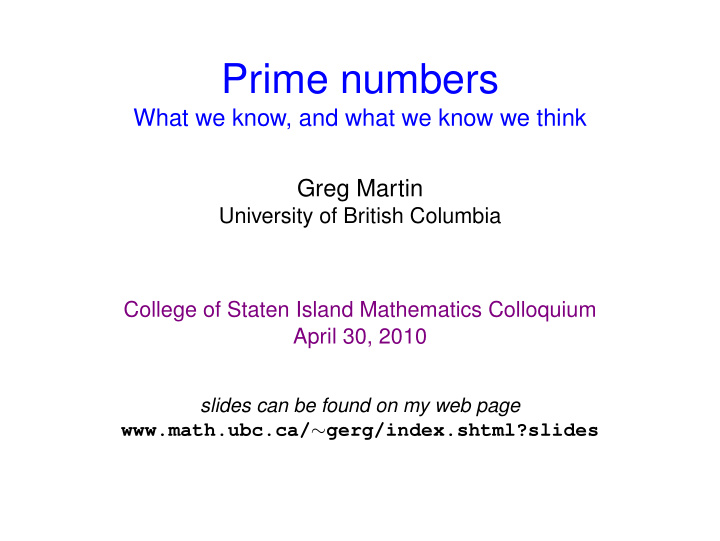 prime numbers