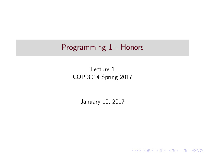 programming 1 honors