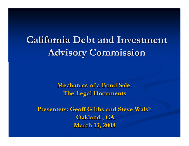 california debt and investment california debt and