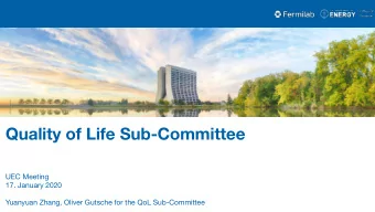 Quality of Life Sub-Committee  UEC Meeting  17. January 2020  Yuanyuan Zhang, Oliver Gutsche for