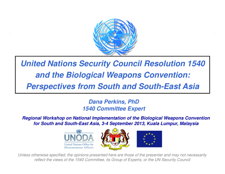 united nations security council resolution 1540 and the
