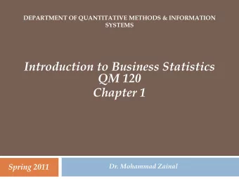 QM 120  Chapter 1  Spring 2011  Dr. Mohammad Zainal  Chapter 1: An Introduction to Business