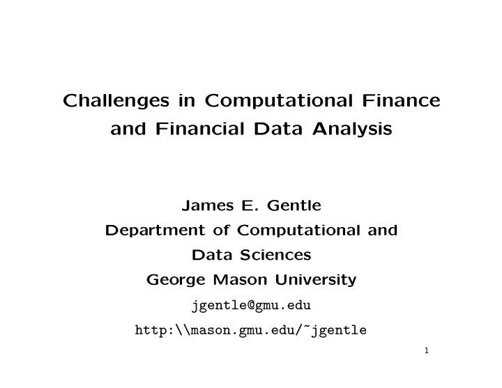 challenges in computational finance and financial data