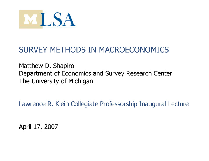 survey methods in macroeconomics