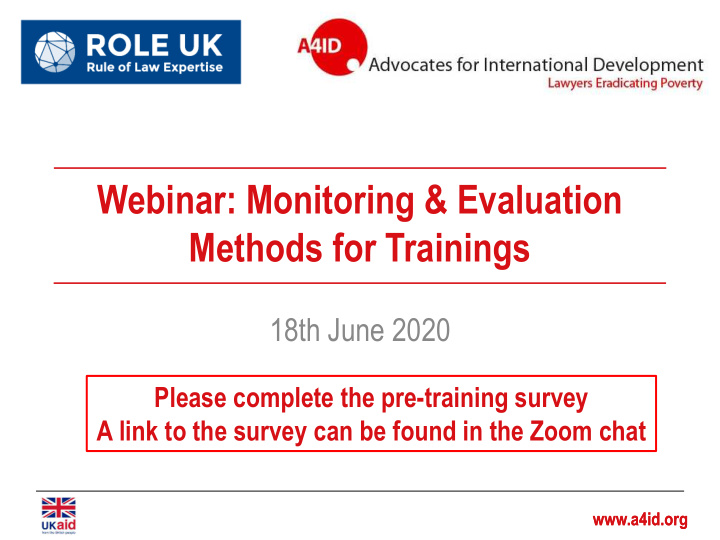 webinar monitoring evaluation methods for trainings