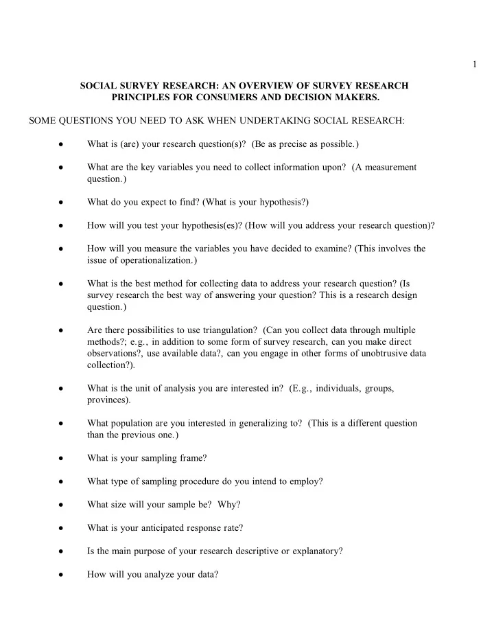 1 social survey research an overview of survey research
