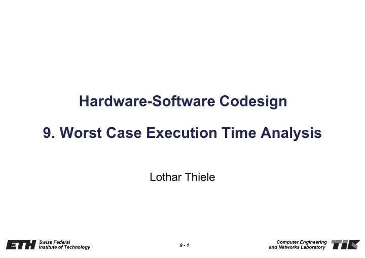 hardware software codesign 9 worst case execution time