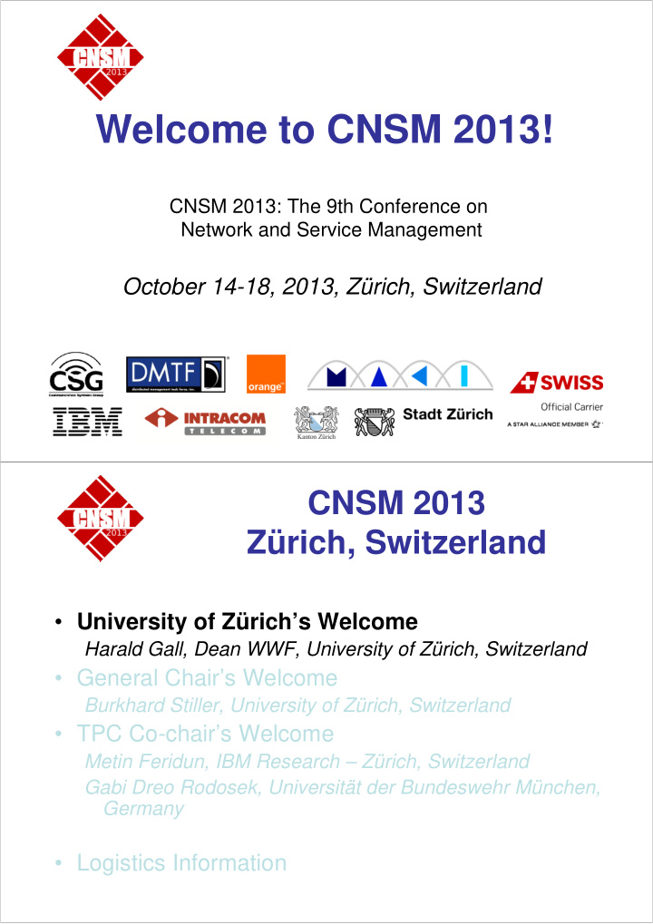 welcome to cnsm 2013