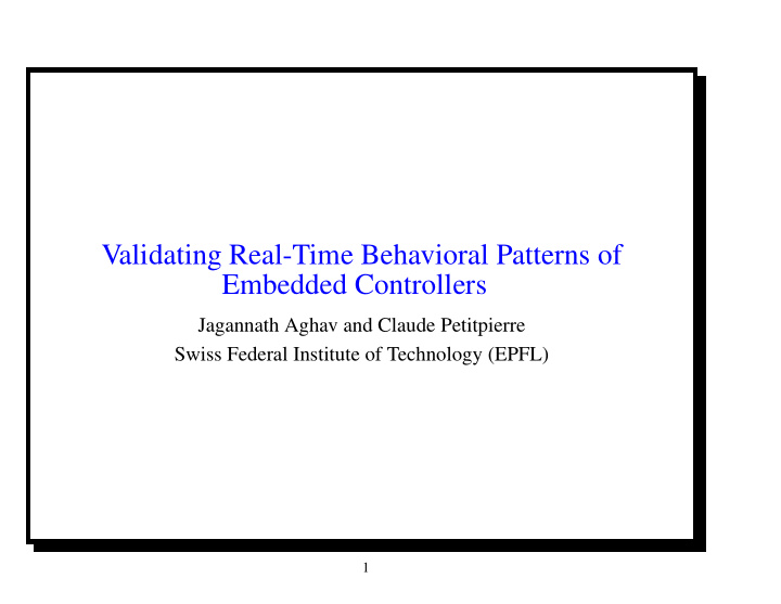 validating real time behavioral patterns of embedded