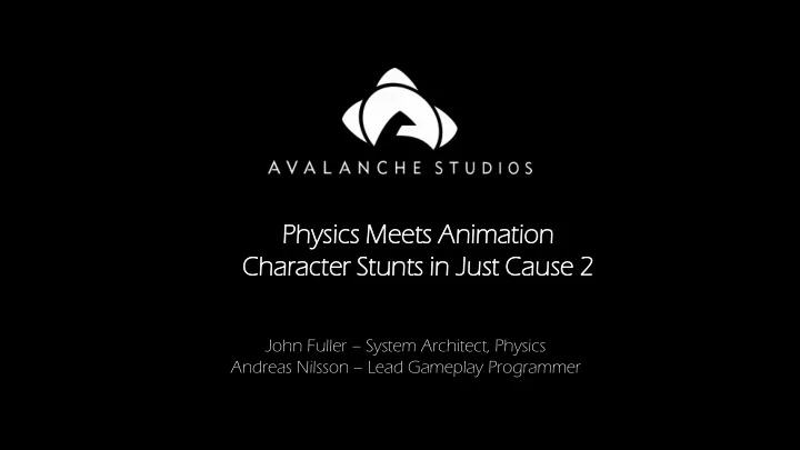 physics ics meets s anim imation ion charac racter ter