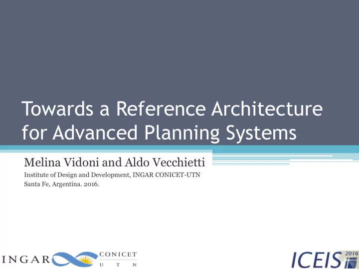 towards a reference architecture for advanced planning